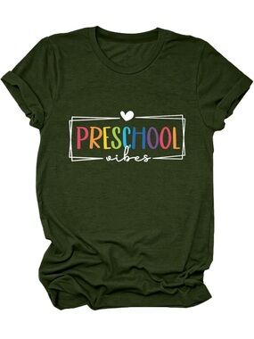 Preschool Vibes T‑Shirt - Olive Green